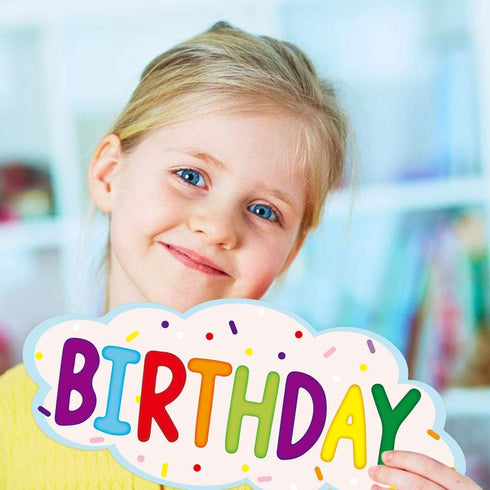 Fancy Land Happy Birthday Bulletin Board Set, Sweet Bright Color Cupcake Classroom Decoration 78 Pieces