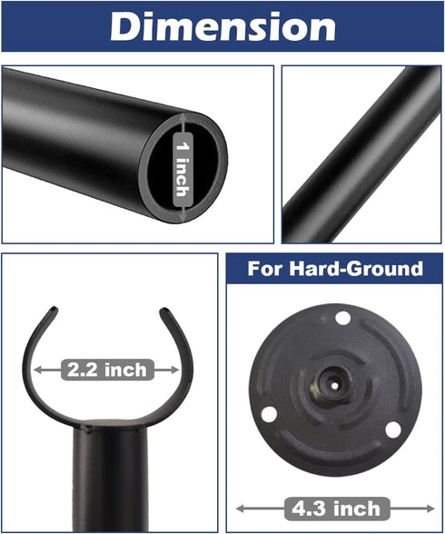 Eazielife 10FT (1 Pack) String Light Pole for The Outdoor, Heavy Duty Metal Lighting Stand Pole for Hard Soil Wood