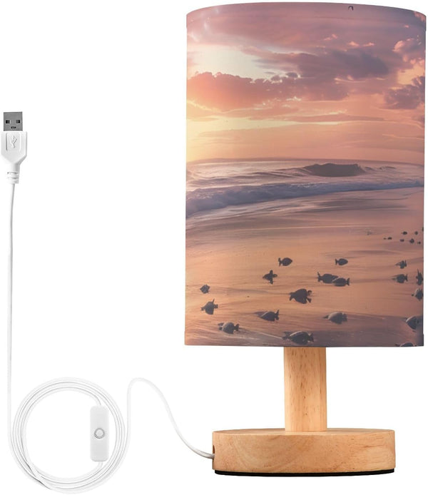 KUEJOP Bedside Lamps Sea Turtles Nesting in The Sand Table Lamp with Non-Slip