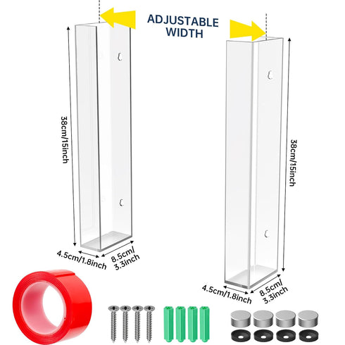 (3-Tier) NiHome Multi-Tier Clear Acrylic Wall Mount Glove Box Holder Tissue Box Dispenser for Kitchen, Bathroom