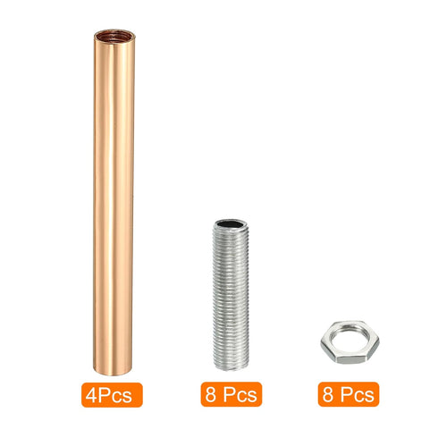 MECCANIXITY 3.94" 4 Set Threaded Extension Rod, Lamp Pipe with Connector Light Fixture for Pendant Light Island