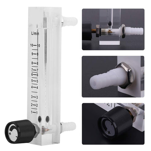 LZQ-7 Flowmeter with Control Valve 1-10LPM for Unidirectional Gas/Oxygen/Air Measure, 8mm Barbs