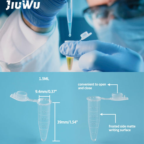 1.5ml Centrifuge Tubes with Snap Cap Bottom Tip Clear Plastic Test Tube Vials, Pack of 500