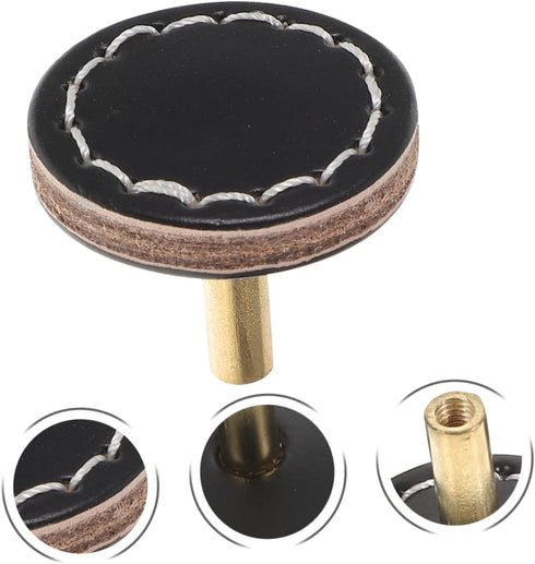 2pcs DOITOOL Round Cabinet Drawer Knobs Single Leather Pull Handles for Wardrobe Shoe Cabinet and Bedside Table Easy
