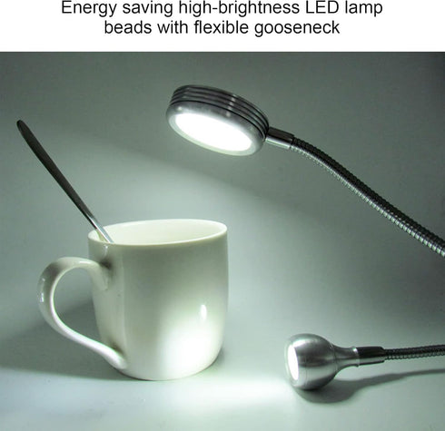 Zerodis Dimmable LED Desk Lamp, Adjustable USB Clip Desk Lamp with 10 Gear Double Head for Bedroom Reading
