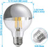 TORCHSTAR Half Chrome LED Light Bulb, 7W Chrome Dipped, G25 Globe, Dimmable, E26 Base, 3000K Warm White, 3 Pack