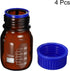 PATIKIL 100mL Reagent Media Bottle, 4Pcs Round Graduated Glass Storage Bottle Amber with Blue Screw Cap