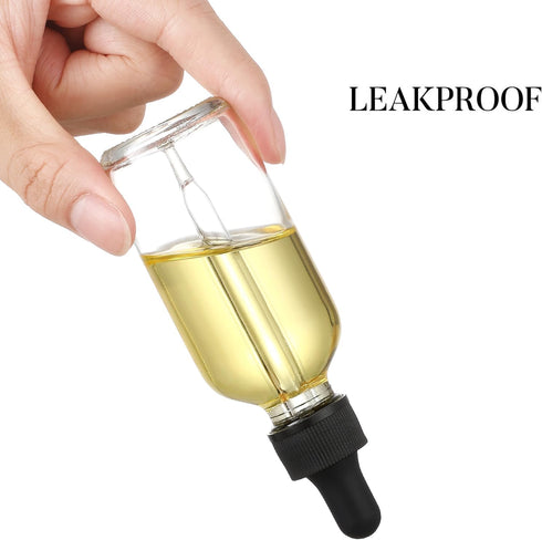 AOZITA Set of 4 Clear Eye Dropper Bottles 1 oz with Stainless Steel Funnels & Labels