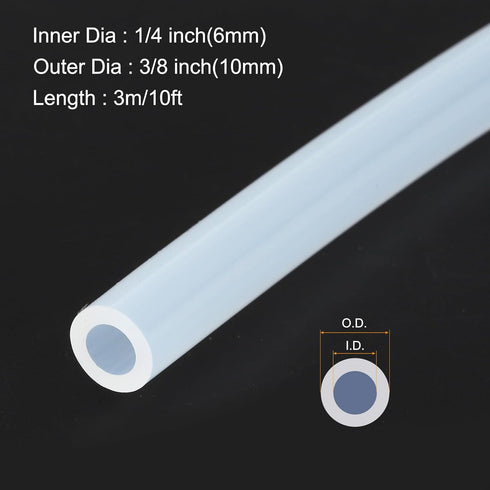 10ft 1/4" ID x 3/8" OD Silicone Tubing Clear 6mm x 10mm Industrial Plastic Tubing Pure Silicone Hoses for Pump Siphoning Draining Irrigation Brewing, 6mm x 10mm