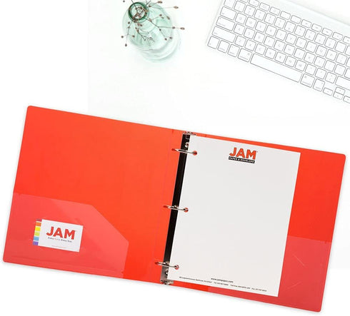 JAM PAPER Plastic 2 inch Binders, Assorted 3 Ring Binders, 4/Pack