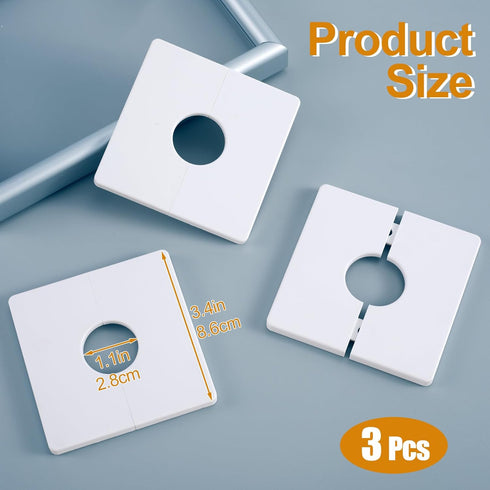 3pcs Split Flange Toilet Pipe Flange Cover, 28mm/1.1inch, Self Adhesive Wall Plates, White ABS