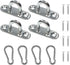 Stainless Steel Pad Eye Plate U Hooks + Snap Hook, Marine Hardware Staple Hook Loop with Screws, 4 Pack