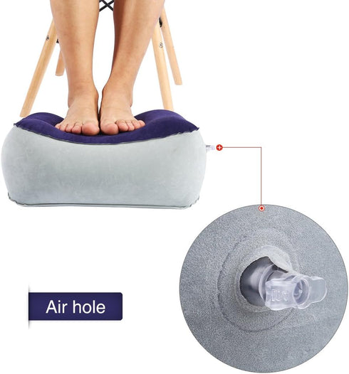 Inflatable Travel Footrest Pad Foot Rest Pillow Soft Flocking Pillow Flights Relax Cushion Ottomans Leg Up with Air