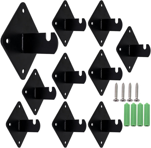 Wall Brackets for Gridwall Panels, Black Mount Brackets with Mounting Hardware (10 Pack)