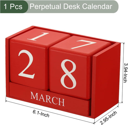 YOKIVE Wooden Block Perpetual Calendar for Desk, Wood Month Date Display Blocks, Great for Daily Desktop Shop Bar Desk