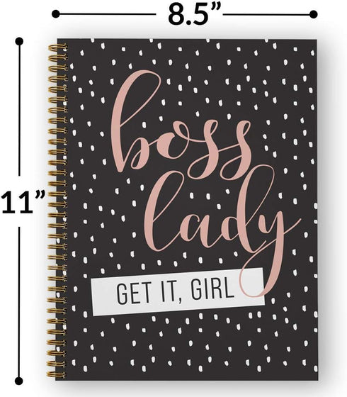 Softcover Boss Lady Motivational Spiral Notebook, 8.5" x 11", 120 College Ruled Pages, Durable Gloss Laminated Cover,
