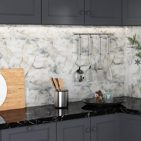 Livelynine Pacific Blue Marble Contact Paper, Self Adhesive Wallpaper for Kitchen Countertop and Bathroom