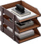 Leather Desk Organizer, Thipoten 3-Tier Stackable Letter Tray Holder for Office Supplies, Paper, File, Magazine,
