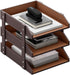 Leather Desk Organizer, Thipoten 3-Tier Stackable Letter Tray Holder for Office Supplies, Paper, File, Magazine,