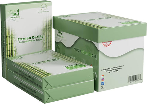 Bamboo Printer Paper - 8 1/2” x 11”- 20LB Multipurpose White Paper, 3 Reams (1,500 Sheets)