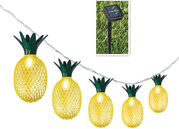 MINTSSOUL BIMEE Pineapple Solar String Lights 15ft 20 LEDs Waterproof Solar Powered Fairy