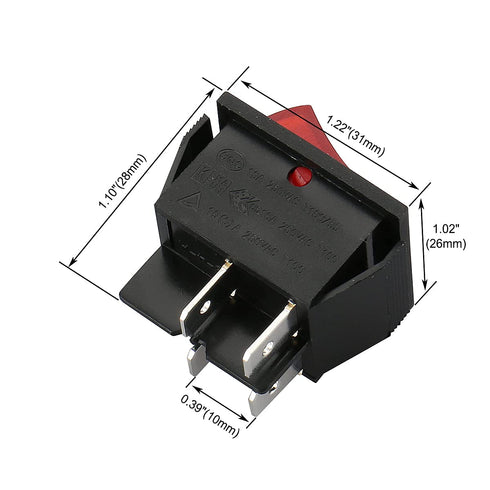 Baomain Boat Rocker Switch DPST ON/Off Snap, 4 Pin 16A/250V, Pack of 2