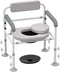 SeatYuPro Adjustable Medical Bedside Commode Chair with Padded Backrest, Drop Arm Support, Height