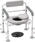 SeatYuPro Adjustable Medical Bedside Commode Chair with Padded Backrest, Drop Arm Support, Height