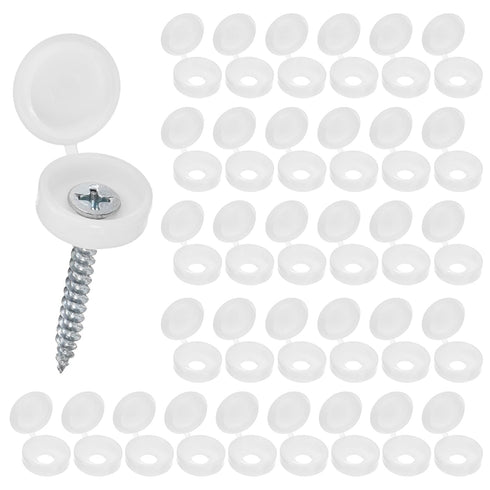 M METERXITY 100-Pack Plastic Hinged Screw Cover Caps, 6mm Shutter Screws with Caps, Fold