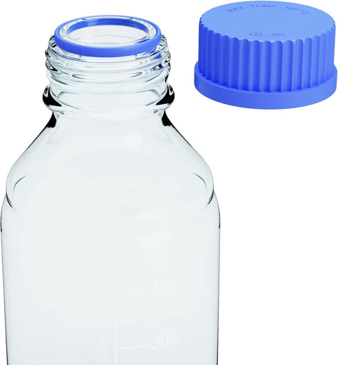 500ML Storage Glass Bottles, 2pcs Round Media Storage Bottle, Borosilicate Glass with GL45 Blue Cap