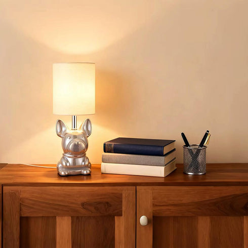 Set 2 4W Bulb EOEYYOYB of Ceramic Table Lamp, Puppy Shape Desk Lamp Cute Bedside Lamp for Nightstand, Living Room