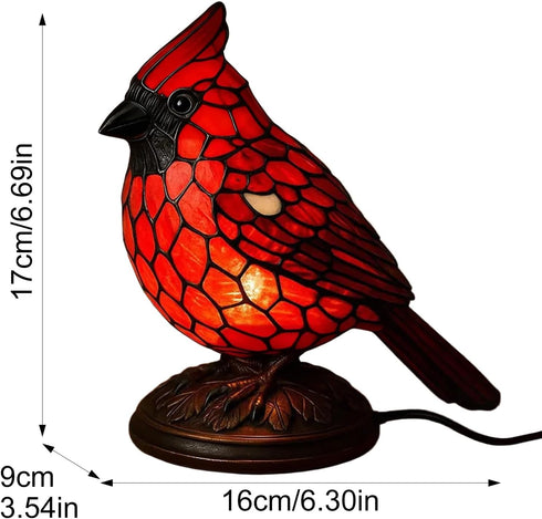 UDIYO (1) Cardinals Table Lamp Resin Red Bird Night Light for Bedside Living Room Christmas Decor Warm Glow Art Piece