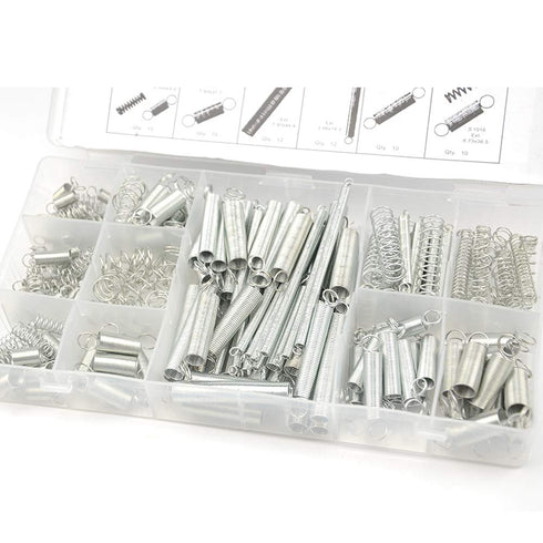 200Pcs Zinc Plated Steel Coil Spring Wire Assortment Kit for Extension and Compression Repair Tools