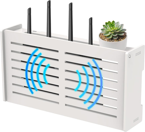 OVECIOPO Router Shelf Wall Mount WiFi Router Box Hider Modem Cover with Cable