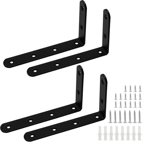 Luomorgo 4 Pcs L Brackets for Shelves, Heavy Duty Stainless Steel L Shaped