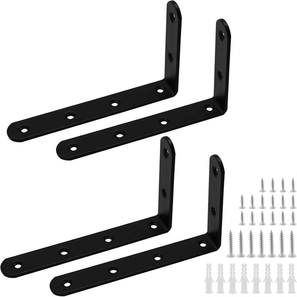 Luomorgo 4 Pcs L Brackets for Shelves, Heavy Duty Stainless Steel L Shaped