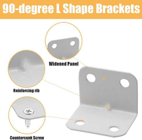 Waziaqoc 4 1 1.2 Inch 26 26 32mm 90 PCS x L Shape Shelf Bracket, White x x Metal Corner Brace, Degree Right Angle L
