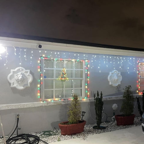 YASENN 300LED Icicle Style String Lights, 29.5FT Connectable with 8 Lighting Modes for Home Garden Decor