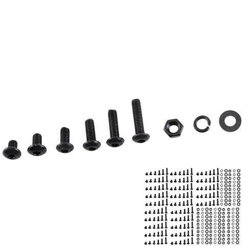 300Pcs M3 Black Alloy Steel Hex Socket Screws Nuts Washer Assortment Kit (Set B Button Head)