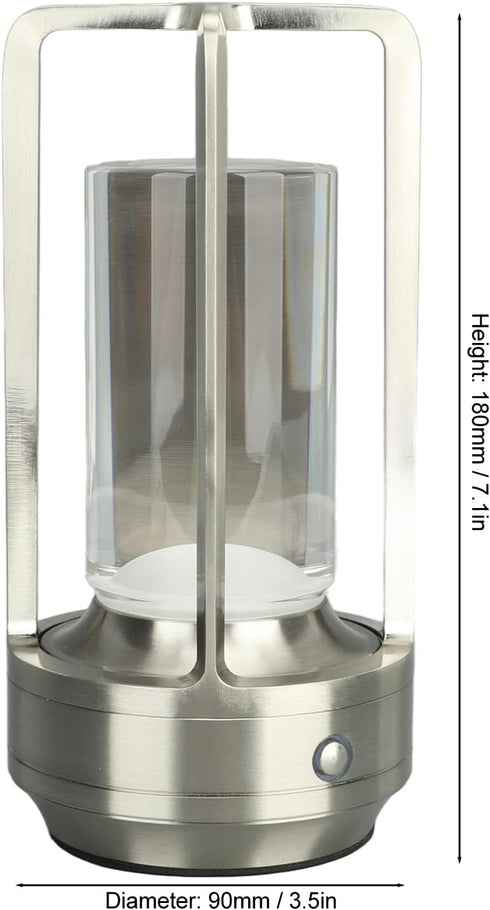 3 Dimming Cordless Table Lamp, Color Stepless LED Table Light Bedside Nightstand Lamp with Acrylic Lampshade
