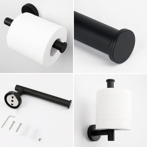 NearMoon 2 Pieces Bathroom Hardware Accessories, Towel Ring and Toilet Paper Holder, Matte Black