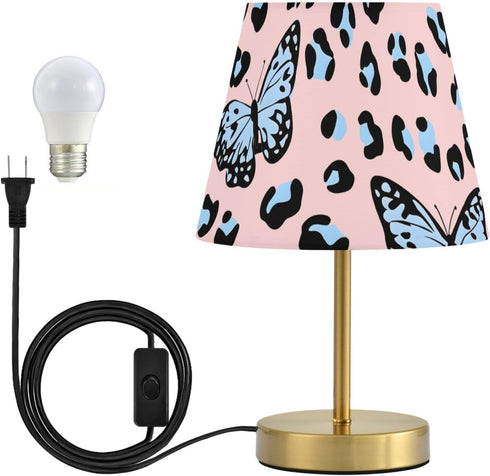 ALAZA Table Lamp for Bedroom Nightstand Butterfly Leopard Print Pink Bedside Lamp