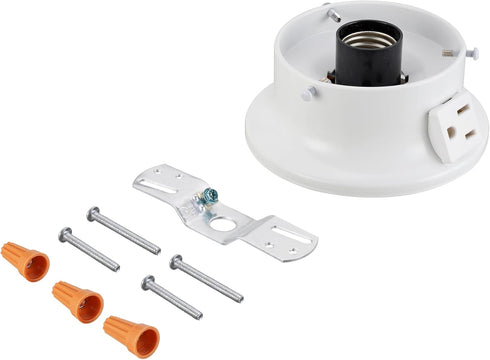 Aspen Creative 22103-03-1 Flush Mount Ceiling Fixture Shade Holder Kit, Matte White Finish, 3-5/8" Fitter, 4-3/4"