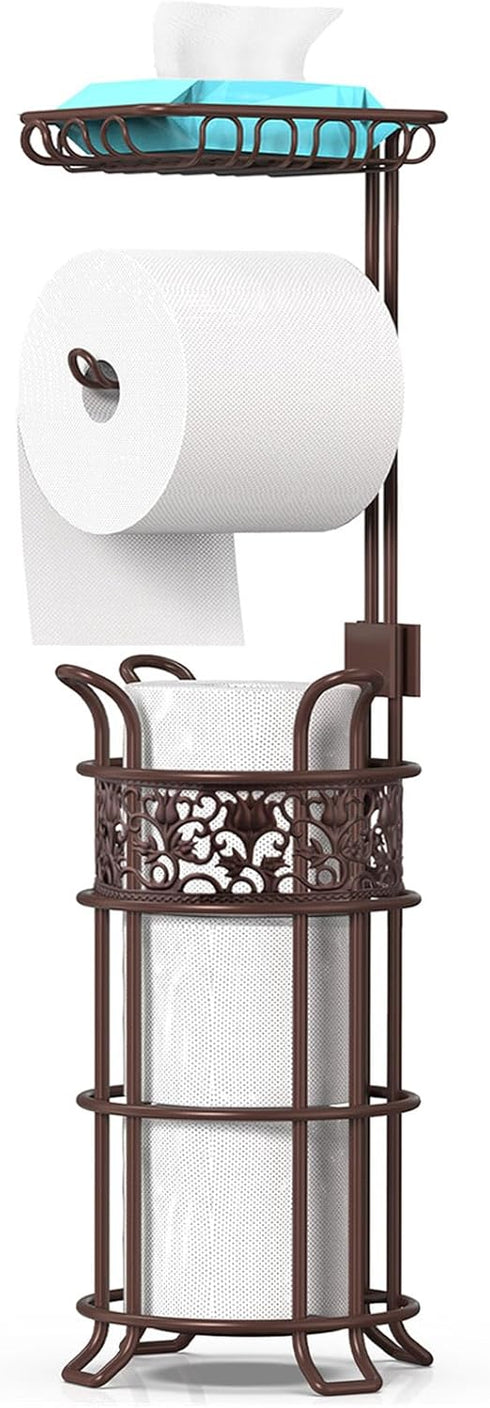 Upgraded Toilet Paper Holder Stand for Bathroom, Holds 3 Big Rolls of