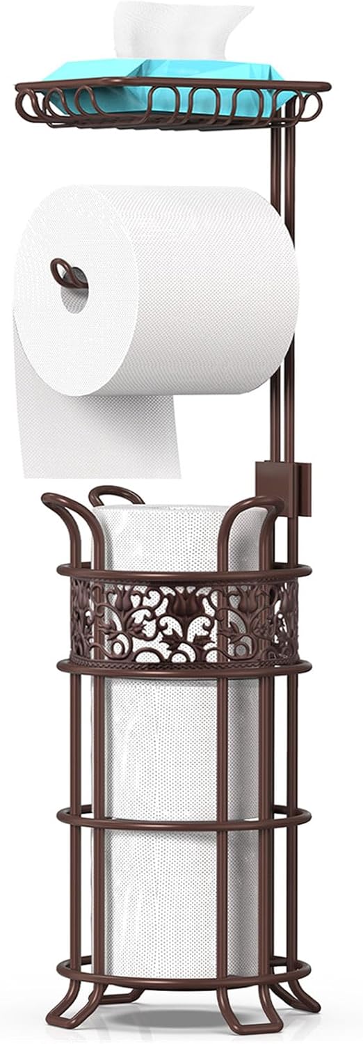 Upgraded Toilet Paper Holder Stand for Bathroom, Holds 3 Big Rolls of