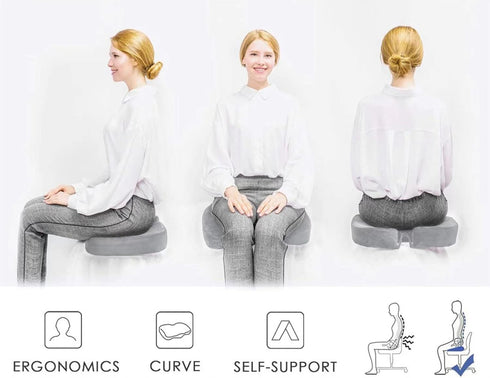 Tailbone, CYLEN Home Office Seat Cushion - Comfort Memory Foam Chair Cushion with Cooling Gel Infused for Coccyx, Back