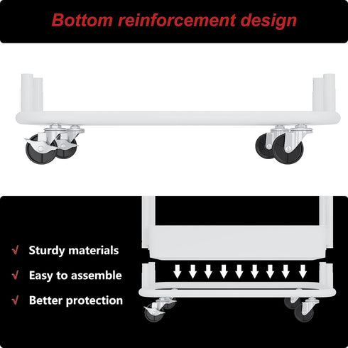 Boeeoan 3-Tier 3 Utility Cart with Wheels, Rolling Cart with Hanging Baskets, Storage Shelves, Multi-Functional