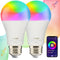 Homevenus HVS Smart Light Bulbs, 9W Equivalent 60W A19 E26 RGBW Color Changing, Music Sync, 2 Pack