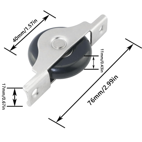 ITROLLE 2PCS 75x16mm Black Nylon Wardrobe Castors Furniture Roller with Mounting Screws Suitable for Storage Cupboards