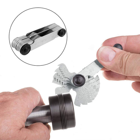 Haploon 6Pcs Pitch Cutting Gauge Tool Set, Stainless Steel Screw Thread Pitch Gauge, 3 Pieces Center Gage